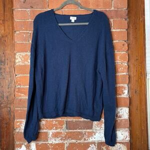 J. Crew V-Neck Beach Sweater in Antique Navy Sz L Cotton Blend Lightweight